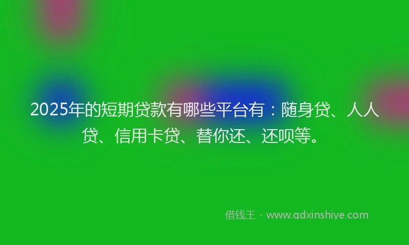 2025年的短期贷款有哪些平台有：随身贷、人人贷、信用卡贷、替你还、还呗等。