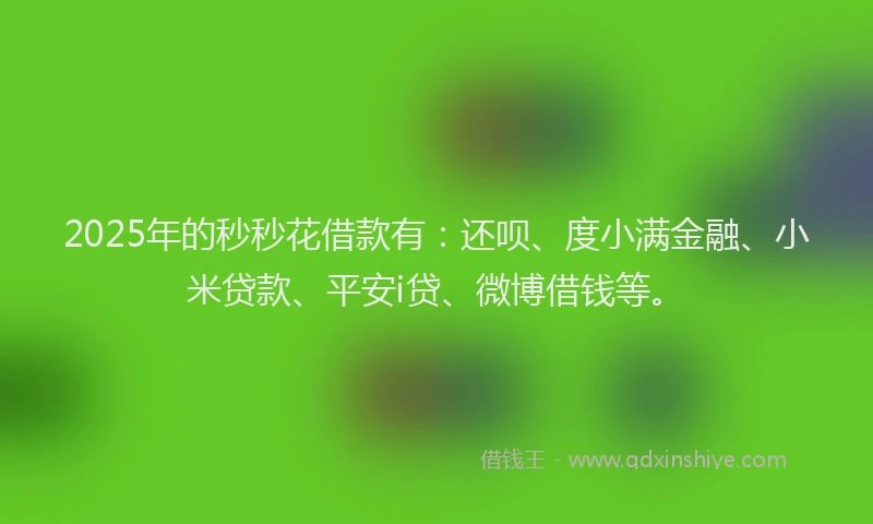 2025年的秒秒花借款有：还呗、度小满金融、小米贷款、平安i贷、微博借钱等。