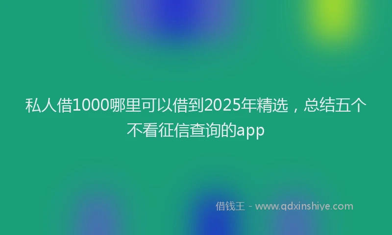 私人借1000哪里可以借到2025年精选，总结五个不看征信查询的app