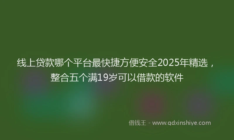线上贷款哪个平台最快捷方便安全2025年精选，整合五个满19岁可以借款的软件