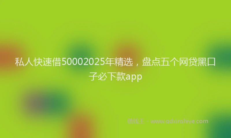 私人快速借50002025年精选，盘点五个网贷黑口子必下款app