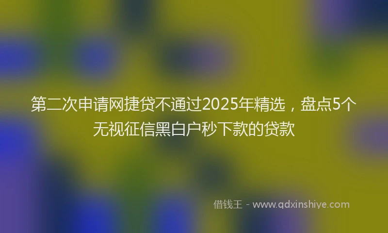 第二次申请网捷贷不通过2025年精选，盘点5个无视征信黑白户秒下款的贷款