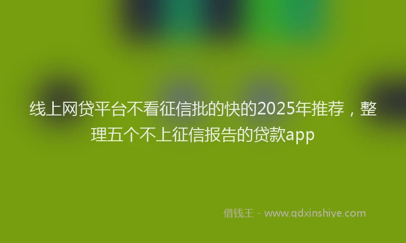 线上网贷平台不看征信批的快的2025年推荐，整理五个不上征信报告的贷款app
