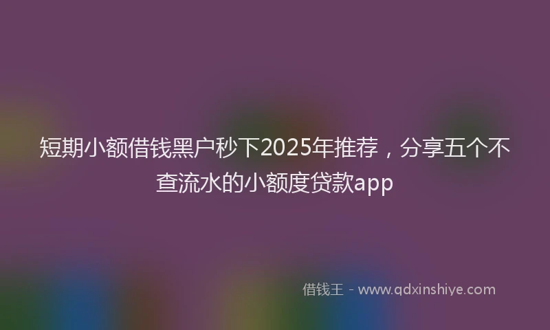 短期小额借钱黑户秒下2025年推荐，分享五个不查流水的小额度贷款app