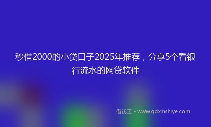 秒借2000的小贷口子2025年推荐，分享5个看银行流水的网贷软件