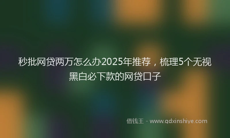 秒批网贷两万怎么办2025年推荐，梳理5个无视黑白必下款的网贷口子