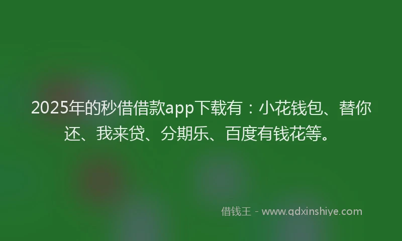 2025年的秒借借款app下载有：小花钱包、替你还、我来贷、分期乐、百度有钱花等。
