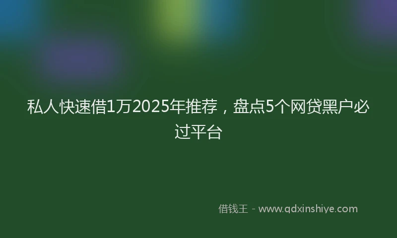 私人快速借1万2025年推荐，盘点5个网贷黑户必过平台