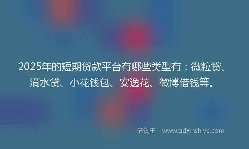 2025年的短期贷款平台有哪些类型有：微粒贷、滴水贷、小花钱包、安逸花、微博借钱等。