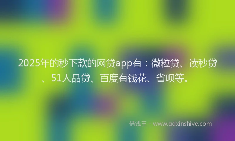 2025年的秒下款的网贷app有：微粒贷、读秒贷、51人品贷、百度有钱花、省呗等。