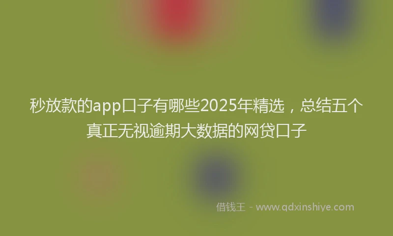 秒放款的app口子有哪些2025年精选，总结五个真正无视逾期大数据的网贷口子