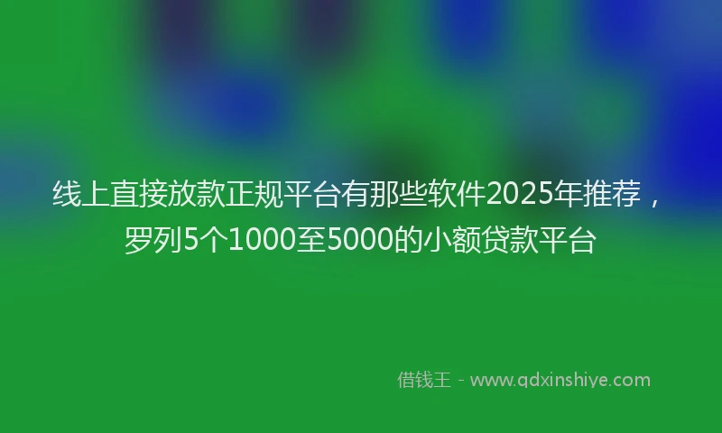 线上直接放款正规平台有那些软件2025年推荐，罗列5个1000至5000的小额贷款平台
