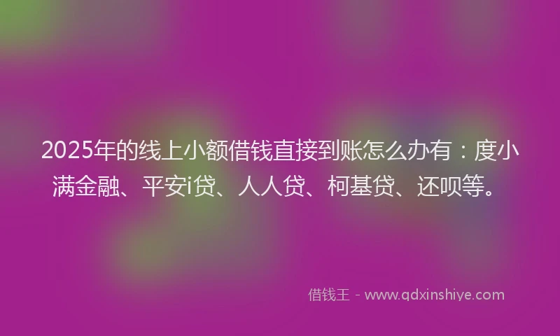 2025年的线上小额借钱直接到账怎么办有：度小满金融、平安i贷、人人贷、柯基贷、还呗等。