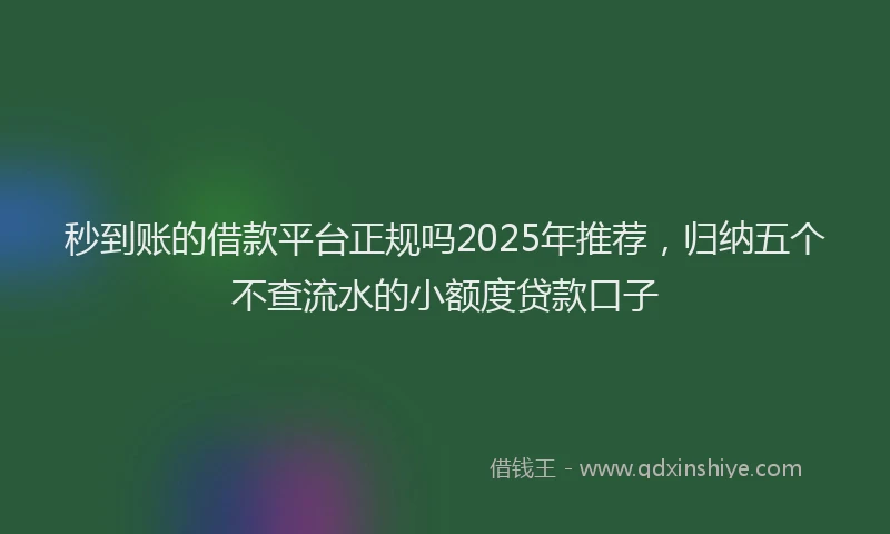 秒到账的借款平台正规吗2025年推荐，归纳五个不查流水的小额度贷款口子