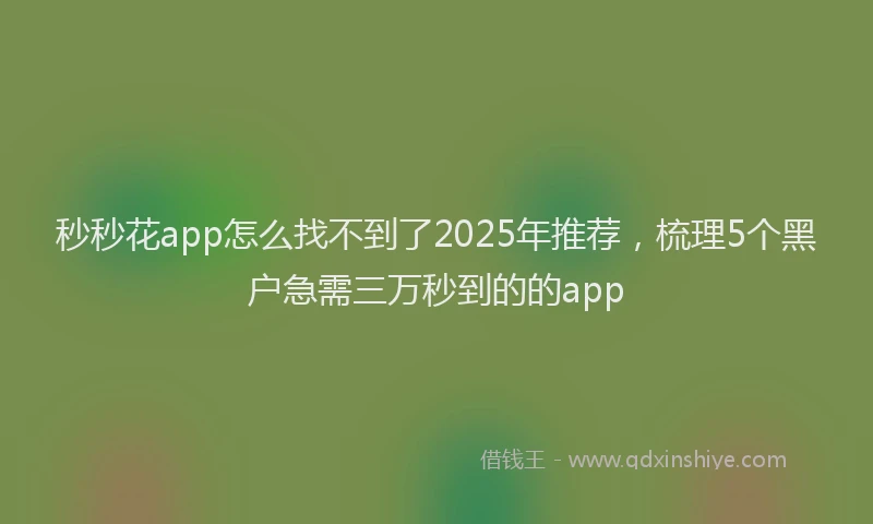 秒秒花app怎么找不到了2025年推荐，梳理5个黑户急需三万秒到的的app