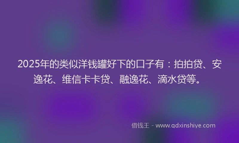 2025年的类似洋钱罐好下的口子有：拍拍贷、安逸花、维信卡卡贷、融逸花、滴水贷等。