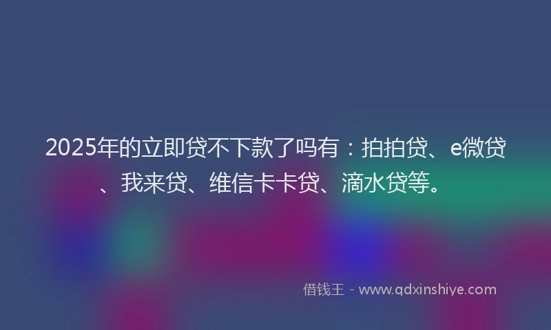 2025年的立即贷不下款了吗有：拍拍贷、e微贷、我来贷、维信卡卡贷、滴水贷等。