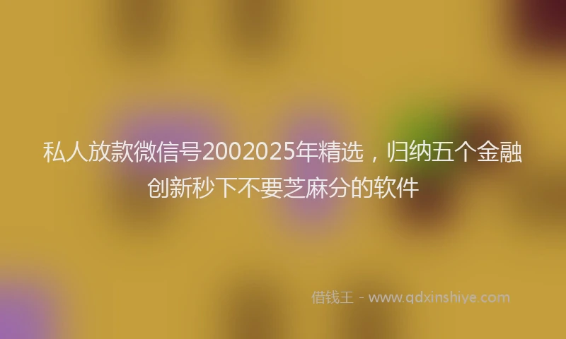私人放款微信号2002025年精选，归纳五个金融创新秒下不要芝麻分的软件
