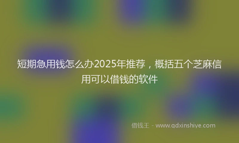 短期急用钱怎么办2025年推荐，概括五个芝麻信用可以借钱的软件