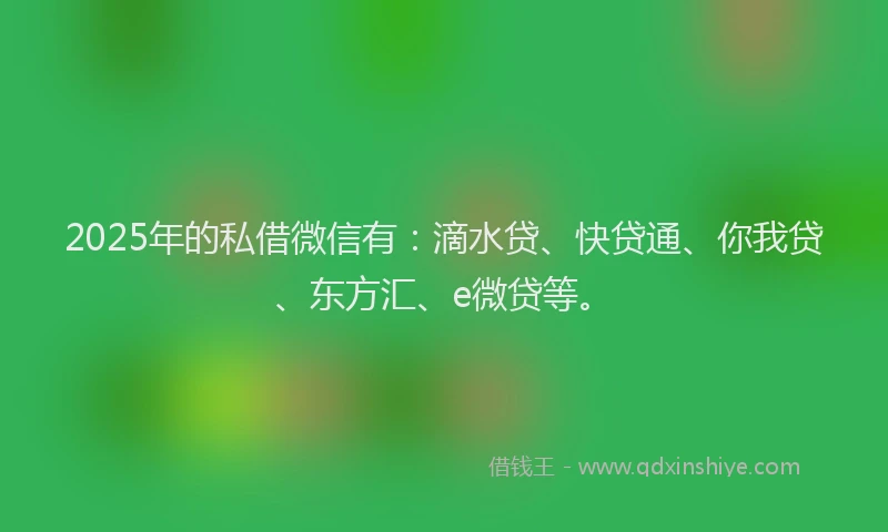 2025年的私借微信有：滴水贷、快贷通、你我贷、东方汇、e微贷等。