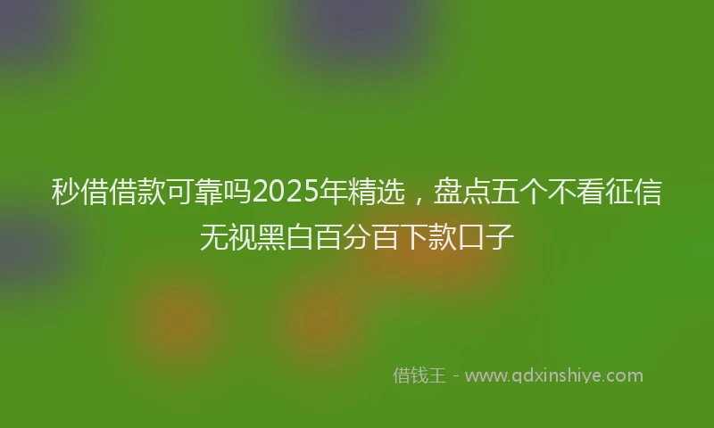 秒借借款可靠吗2025年精选，盘点五个不看征信无视黑白百分百下款口子