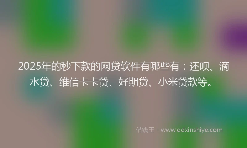 2025年的秒下款的网贷软件有哪些有：还呗、滴水贷、维信卡卡贷、好期贷、小米贷款等。