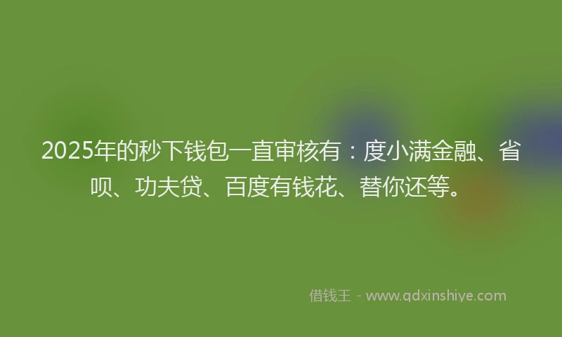 2025年的秒下钱包一直审核有：度小满金融、省呗、功夫贷、百度有钱花、替你还等。
