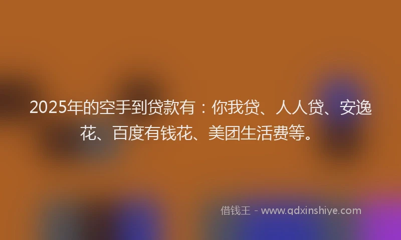 2025年的空手到贷款有：你我贷、人人贷、安逸花、百度有钱花、美团生活费等。