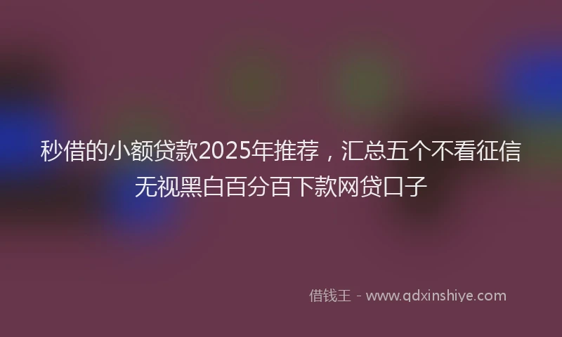 秒借的小额贷款2025年推荐，汇总五个不看征信无视黑白百分百下款网贷口子