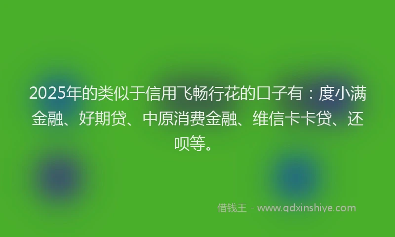 2025年的类似于信用飞畅行花的口子有：度小满金融、好期贷、中原消费金融、维信卡卡贷、还呗等。