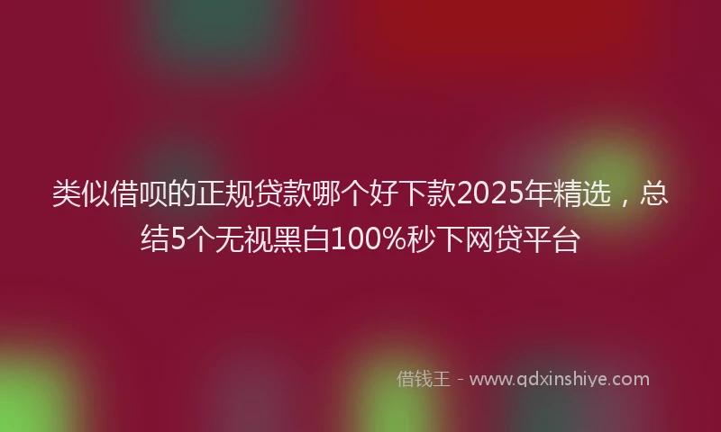 类似借呗的正规贷款哪个好下款2025年精选，总结5个无视黑白100%秒下网贷平台