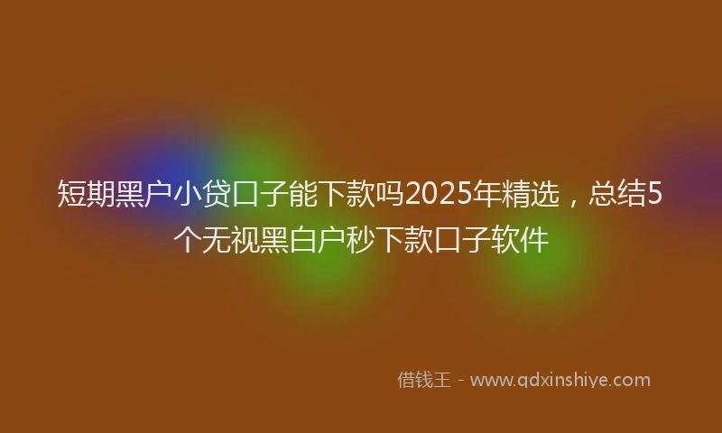 短期黑户小贷口子能下款吗2025年精选，总结5个无视黑白户秒下款口子软件