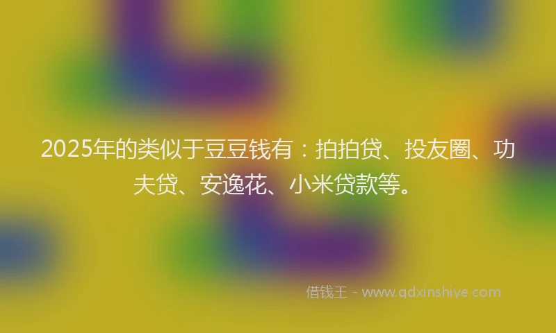2025年的类似于豆豆钱有：拍拍贷、投友圈、功夫贷、安逸花、小米贷款等。