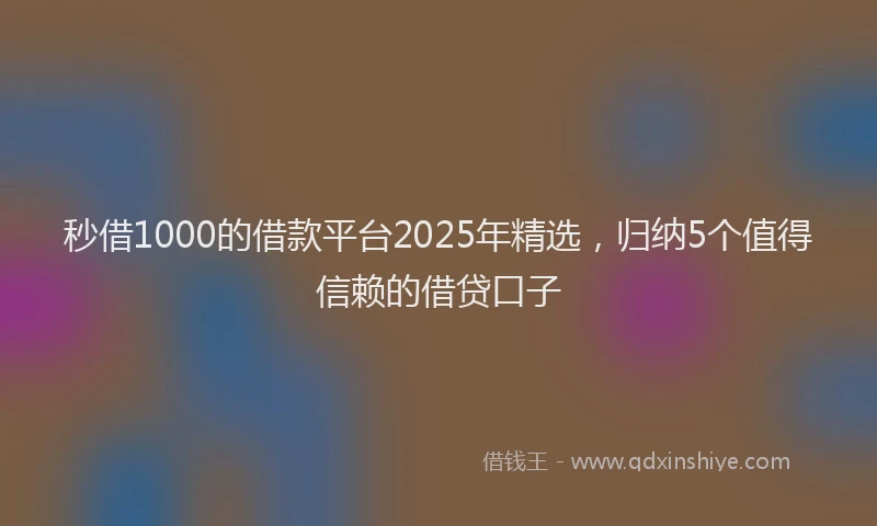 秒借1000的借款平台2025年精选，归纳5个值得信赖的借贷口子