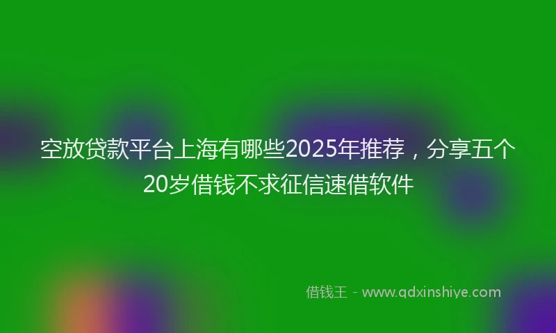 空放贷款平台上海有哪些2025年推荐，分享五个20岁借钱不求征信速借软件