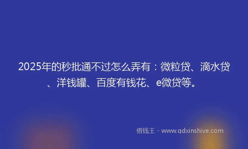 2025年的秒批通不过怎么弄有：微粒贷、滴水贷、洋钱罐、百度有钱花、e微贷等。