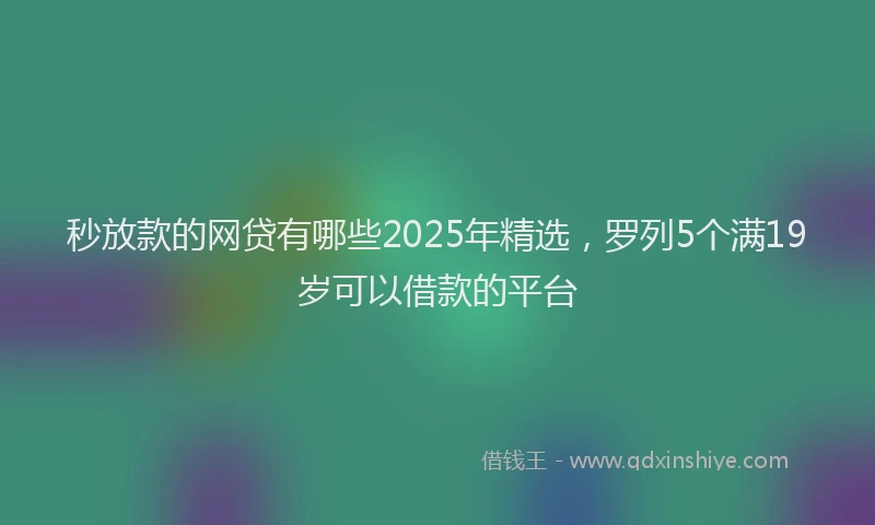 秒放款的网贷有哪些2025年精选，罗列5个满19岁可以借款的平台