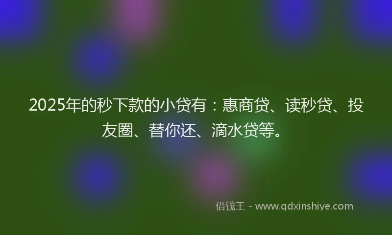 2025年的秒下款的小贷有：惠商贷、读秒贷、投友圈、替你还、滴水贷等。