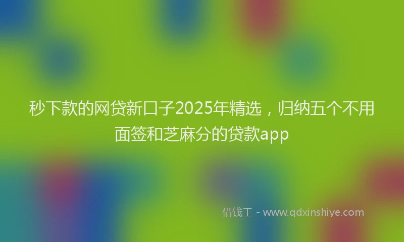 秒下款的网贷新口子2025年精选，归纳五个不用面签和芝麻分的贷款app