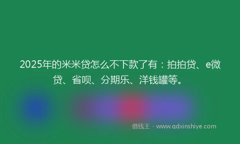 2025年的米米贷怎么不下款了有：拍拍贷、e微贷、省呗、分期乐、洋钱罐等。
