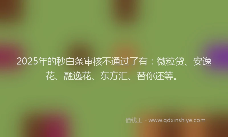 2025年的秒白条审核不通过了有：微粒贷、安逸花、融逸花、东方汇、替你还等。
