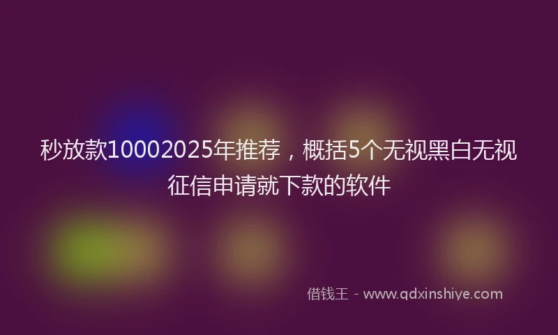 秒放款10002025年推荐，概括5个无视黑白无视征信申请就下款的软件