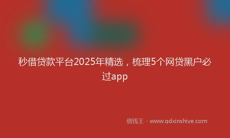 秒借贷款平台2025年精选，梳理5个网贷黑户必过app
