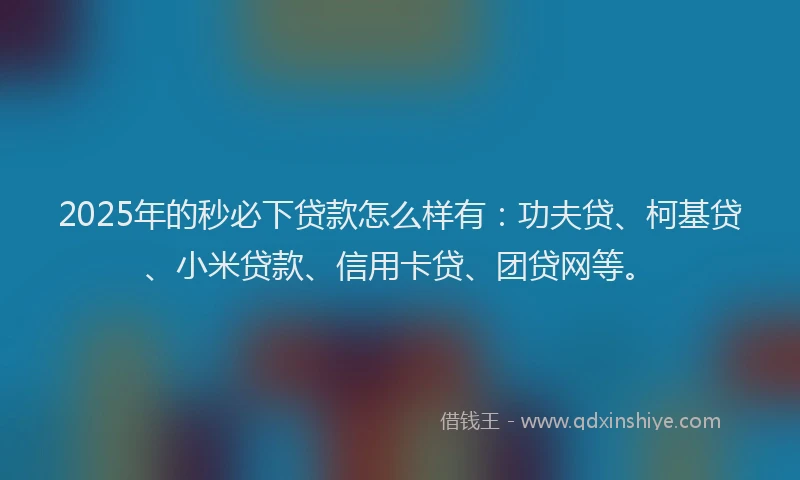 2025年的秒必下贷款怎么样有：功夫贷、柯基贷、小米贷款、信用卡贷、团贷网等。