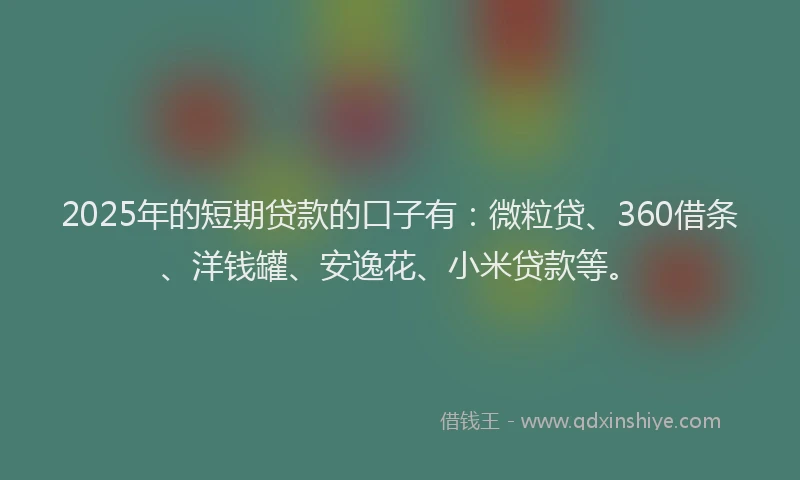 2025年的短期贷款的口子有：微粒贷、360借条、洋钱罐、安逸花、小米贷款等。