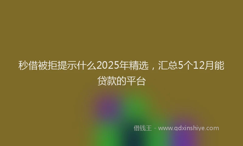秒借被拒提示什么2025年精选，汇总5个12月能贷款的平台