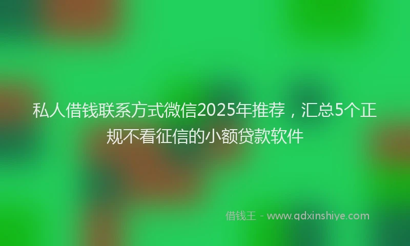 私人借钱联系方式微信2025年推荐，汇总5个正规不看征信的小额贷款软件