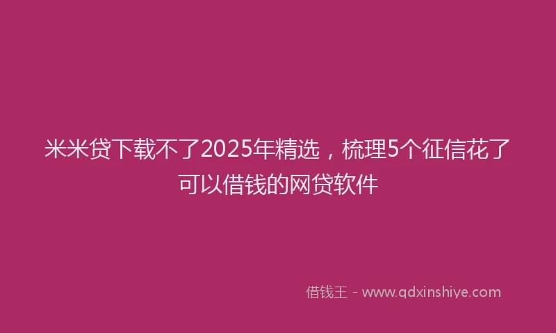 米米贷下载不了2025年精选，梳理5个征信花了可以借钱的网贷软件