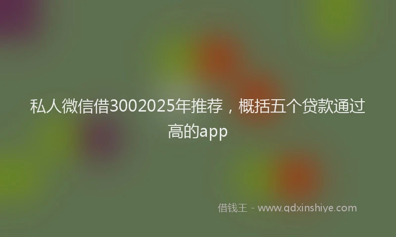 私人微信借3002025年推荐，概括五个贷款通过高的app