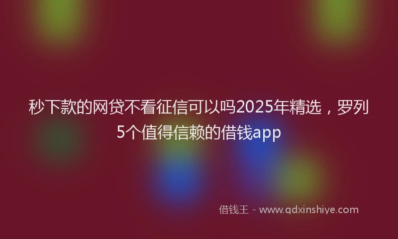 秒下款的网贷不看征信可以吗2025年精选，罗列5个值得信赖的借钱app